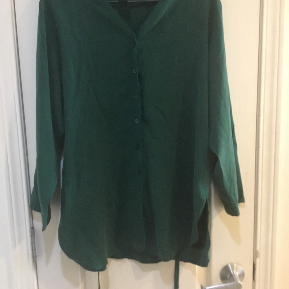 Button front silk blouse